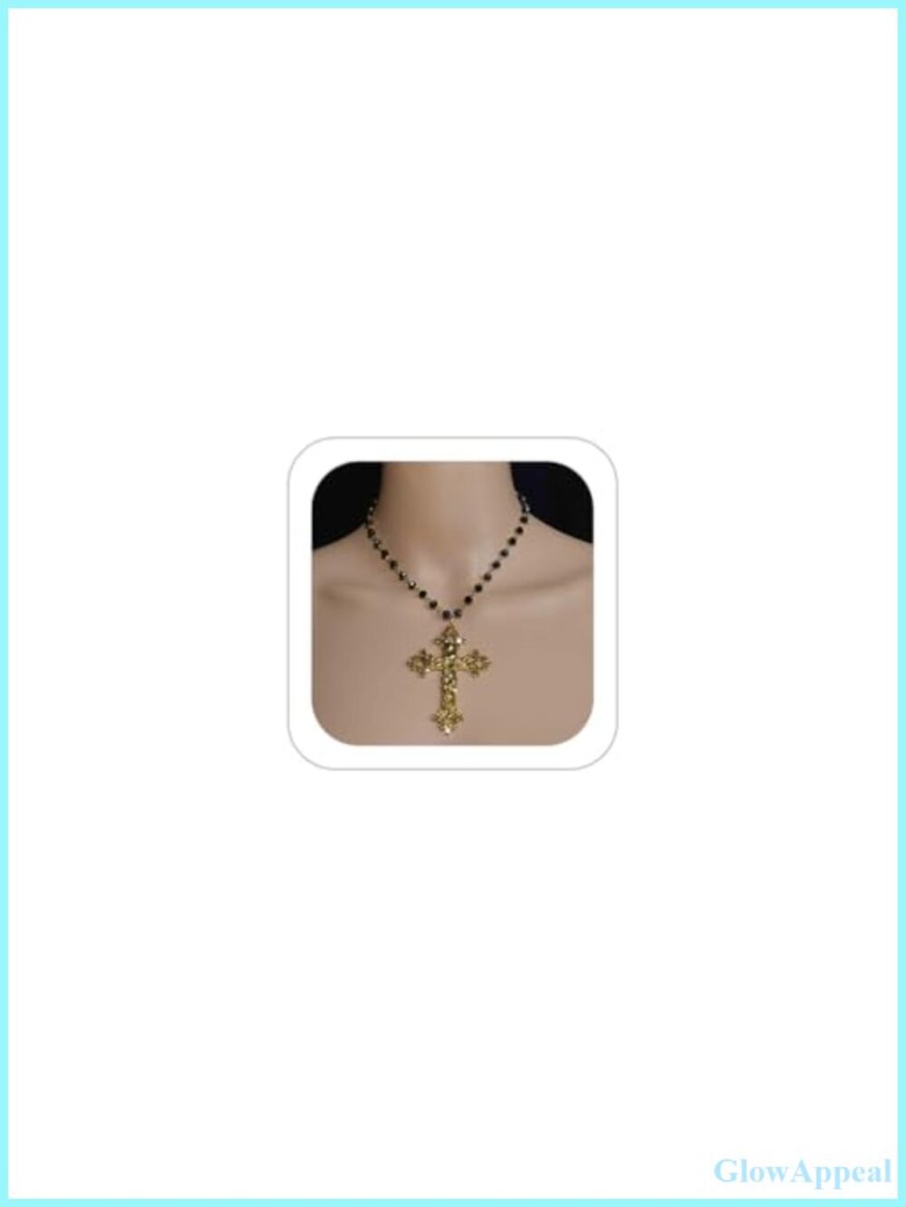 Rhinestone Pearl Cross Pendant Necklace Gothic Punk Clavicle Chain